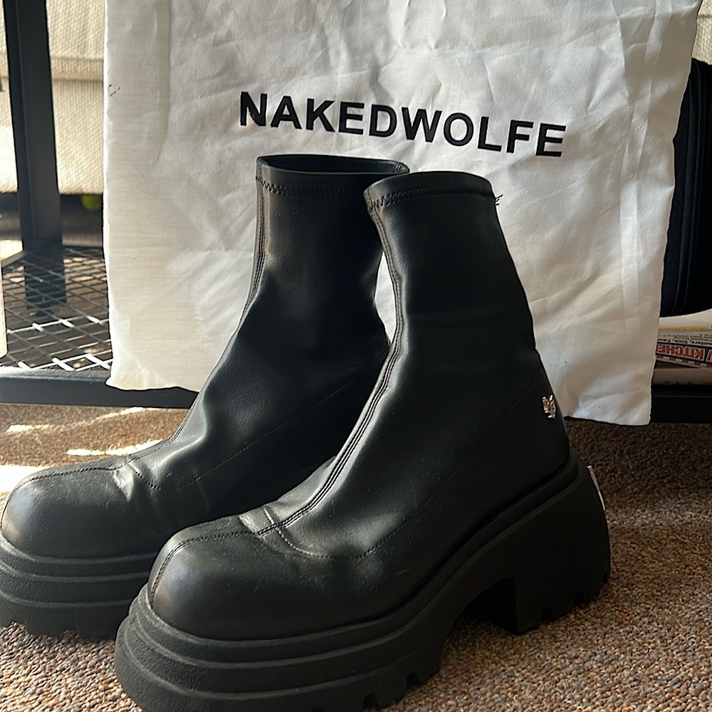 Naked Wolfe Secret Black Platform Boot
